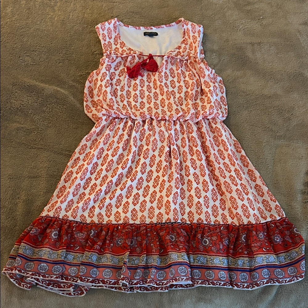 Lily Rose Kids Dress with Red and White Floral Pattern